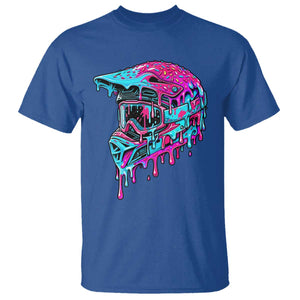 Motocross Helmet Drip Ice Cream Melt Graphic Dirt Bike Racing T Shirt TS11 Royal Blue Print Your Wear