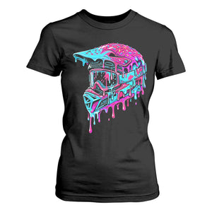 Motocross Helmet Drip Ice Cream Melt Graphic Dirt Bike Racing T Shirt For Women TS11 Black Print Your Wear