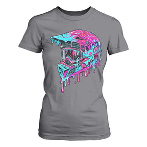 Motocross Helmet Drip Ice Cream Melt Graphic Dirt Bike Racing T Shirt For Women TS11 Charcoal Print Your Wear