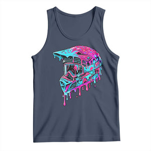 Motocross Helmet Drip Ice Cream Melt Graphic Dirt Bike Racing Tank Top TS11 Navy Print Your Wear