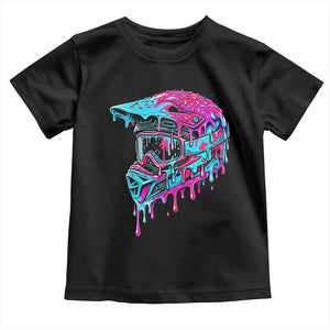 Motocross Helmet Drip Ice Cream Melt Graphic Dirt Bike Racing Toddler T Shirt TS11 Black Print Your Wear