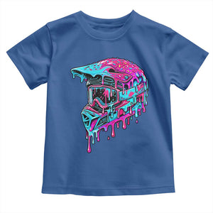 Motocross Helmet Drip Ice Cream Melt Graphic Dirt Bike Racing Toddler T Shirt TS11 Royal Blue Print Your Wear