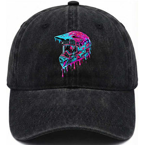 Motocross Helmet Drip Ice Cream Melt Graphic Dirt Bike Racing Washed Cotton Baseball Cap TS11 Print Your Wear