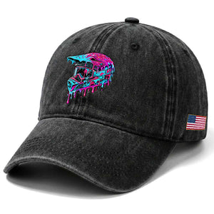 Motocross Helmet Drip Ice Cream Melt Graphic Dirt Bike Racing Washed Cotton Baseball Cap TS11 Print Your Wear