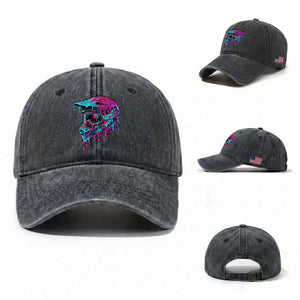 Motocross Helmet Drip Ice Cream Melt Graphic Dirt Bike Racing Washed Cotton Baseball Cap TS11 Washed Cap Universal Fit Dark Gray Print Your Wear
