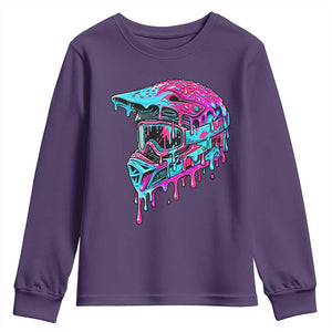 Motocross Helmet Drip Ice Cream Melt Graphic Dirt Bike Racing Youth Sweatshirt TS11 Purple Print Your Wear