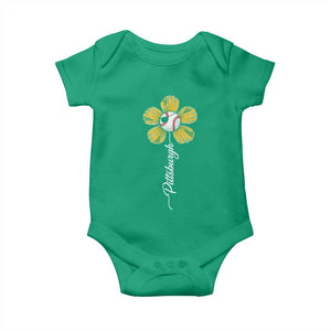 Pittsburgh Sport Retro Baseball Flower Baby Onesie Funny Game Day TS11 Irish Green Print Your Wear