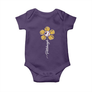Pittsburgh Sport Retro Baseball Flower Baby Onesie Funny Game Day TS11 Purple Print Your Wear