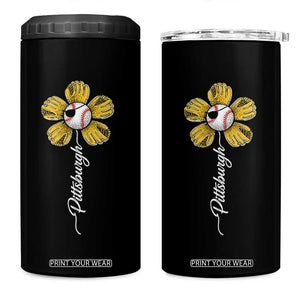 Pittsburgh Sport Retro Baseball Flower 4 in 1 Can Cooler Tumbler Funny Game Day TS11 One Size: 16 oz Black Print Your Wear
