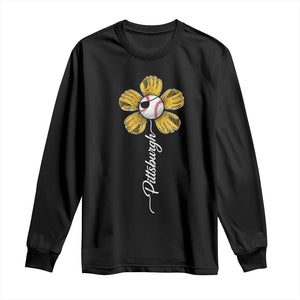 Pittsburgh Sport Retro Baseball Flower Long Sleeve Shirt Funny Game Day TS11 Black Print Your Wear
