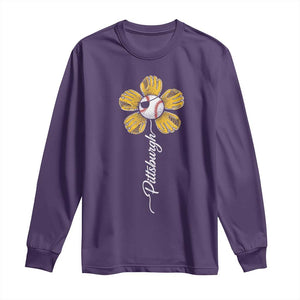 Pittsburgh Sport Retro Baseball Flower Long Sleeve Shirt Funny Game Day TS11 Purple Print Your Wear