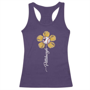 Pittsburgh Sport Retro Baseball Flower Racerback Tank Top Funny Game Day TS11 Purple Print Your Wear