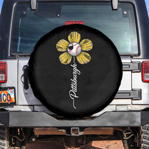 Pittsburgh Sport Retro Baseball Flower Spare Tire Cover Funny Game Day TS11 No hole Black Print Your Wear