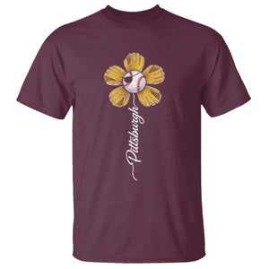 Pittsburgh Sport Retro Baseball Flower T Shirt Funny Game Day TS11 Maroon Print Your Wear
