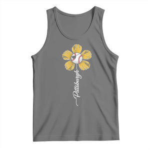 Pittsburgh Sport Retro Baseball Flower Tank Top Funny Game Day TS11 Black Heather Print Your Wear
