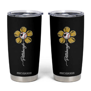 Pittsburgh Sport Retro Baseball Flower Tumbler Cup Funny Game Day TS11 Black Print Your Wear