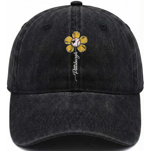 Pittsburgh Sport Retro Baseball Flower Washed Cotton Baseball Cap Funny Game Day TS11 Print Your Wear