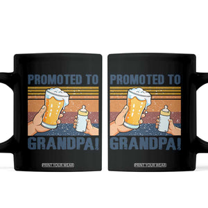 Promoted To Grandpa Coffee Mug Retro Vintage Beer Baby Milk Bottle Funny Father's Day TS11 Black Print Your Wear