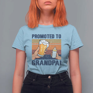 Promoted To Grandpa T Shirt For Women Retro Vintage Beer Baby Milk Bottle Funny Father's Day TS11 Light Blue Print Your Wear