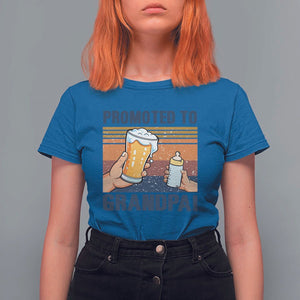 Promoted To Grandpa T Shirt For Women Retro Vintage Beer Baby Milk Bottle Funny Father's Day TS11 Royal Blue Print Your Wear