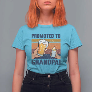 Promoted To Grandpa T Shirt For Women Retro Vintage Beer Baby Milk Bottle Funny Father's Day TS11 Sky Print Your Wear