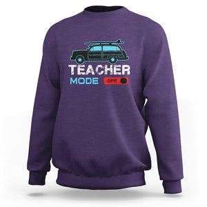 Funny Summer Vacation Sweatshirt Teacher Mode Off Beach Van Surfing TS11 Purple Print Your Wear