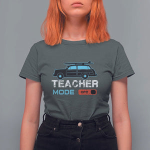 Funny Summer Vacation T Shirt For Women Teacher Mode Off Beach Van Surfing TS11 Dark Heather Print Your Wear