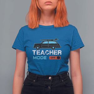 Funny Summer Vacation T Shirt For Women Teacher Mode Off Beach Van Surfing TS11 Royal Blue Print Your Wear