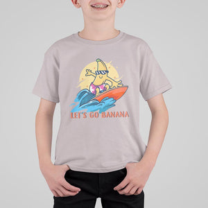 Funny Bananas T Shirt For Kid Let's Go Banana Surfing Summer Vacation TS11 Ice Gray Print Your Wear