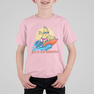 Funny Bananas T Shirt For Kid Let's Go Banana Surfing Summer Vacation TS11 Light Pink Print Your Wear