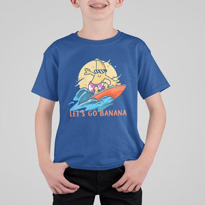 Funny Bananas T Shirt For Kid Let's Go Banana Surfing Summer Vacation TS11 Royal Blue Print Your Wear