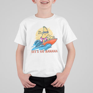 Funny Bananas T Shirt For Kid Let's Go Banana Surfing Summer Vacation TS11 White Print Your Wear