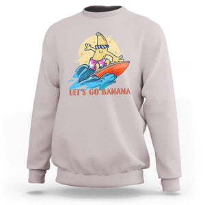 Funny Bananas Sweatshirt Let's Go Banana Surfing Summer Vacation TS11 Ice Gray Print Your Wear