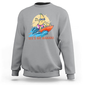 Funny Bananas Sweatshirt Let's Go Banana Surfing Summer Vacation TS11 Sport Gray Print Your Wear