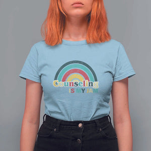Mental Illness Awareness T Shirt For Women Couseling Is My Jam Retro Groove Rainbow TS11 Light Blue Print Your Wear