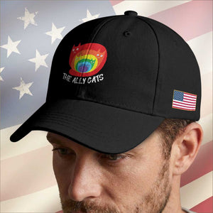 Funny LGBT The Ally Cats Baseball Cap Pride Month Rainbow Cat TS11 Print Your Wear