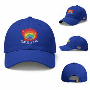 Funny LGBT The Ally Cats Baseball Cap Pride Month Rainbow Cat TS11 Baseball Cap Universal Fit Royal Blue Print Your Wear
