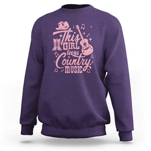 This Girl Loves Country Music Sweatshirt Cowgirl Hat Pink Boots TS11 Purple Print Your Wear