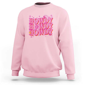 Funny Cowboy Sweatshirt Howdy Western Country Pink Retro Disco Ball TS11 Light Pink Print Your Wear