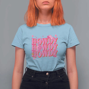 Funny Cowboy T Shirt For Women Howdy Western Country Pink Retro Disco Ball TS11 Light Blue Print Your Wear