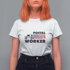 Postal Worker T Shirt For Women USA Flag Patriotic Mailman Mail Lady TS11 White Print Your Wear