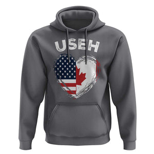 Funny USEH Hoodie Half Canadian American Flag Big Love Heart TS11 Charcoal Print Your Wear