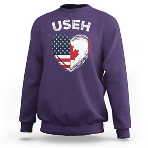 Funny USEH Sweatshirt Half Canadian American Flag Big Love Heart TS11 Purple Print Your Wear