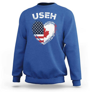 Funny USEH Sweatshirt Half Canadian American Flag Big Love Heart TS11 Royal Blue Print Your Wear