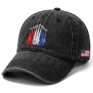 Funny Fighter Jet Airplane American Flag 4th Of July Washed Cotton Baseball Cap TS11 Print Your Wear