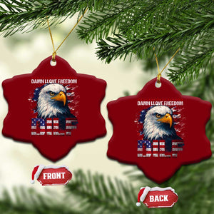 Funny 4th Of July DILF Damn I Love Freedom Ceramic Ornament Vintage Bald Eagle 4th Of July TS11 Print Your Wear