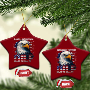 Funny 4th Of July DILF Damn I Love Freedom Ceramic Ornament Vintage Bald Eagle 4th Of July TS11 Print Your Wear