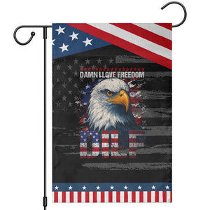 Funny 4th Of July DILF Damn I Love Freedom Garden Flag Vintage Bald Eagle 4th Of July TS11 Distressed Black Blue Print Your Wear