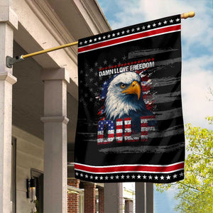 Funny 4th Of July DILF Damn I Love Freedom Garden Flag Vintage Bald Eagle 4th Of July TS11 Distressed Black Red Print Your Wear
