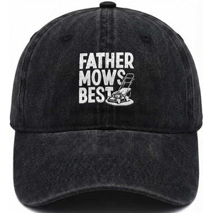 Funny Father Mows Best Washed Cotton Baseball Cap Fathers Day Dad Jokes Lawn Mowing TS11 Print Your Wear